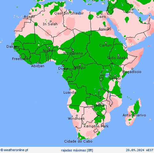 rajadas máximas mapas de previsão