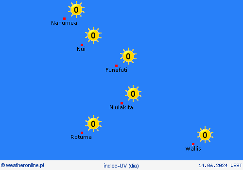 índice-uv Tuvalu Oceânia mapas de previsão