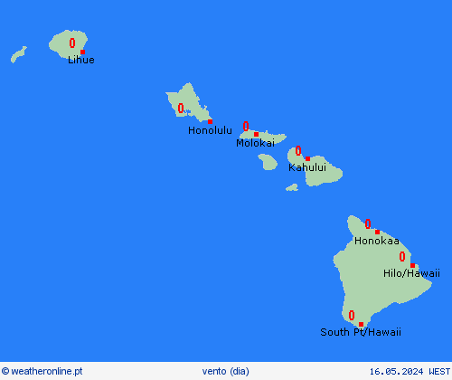 vento Havaí Oceânia mapas de previsão