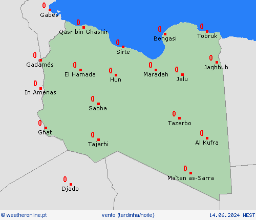 vento Líbia África mapas de previsão